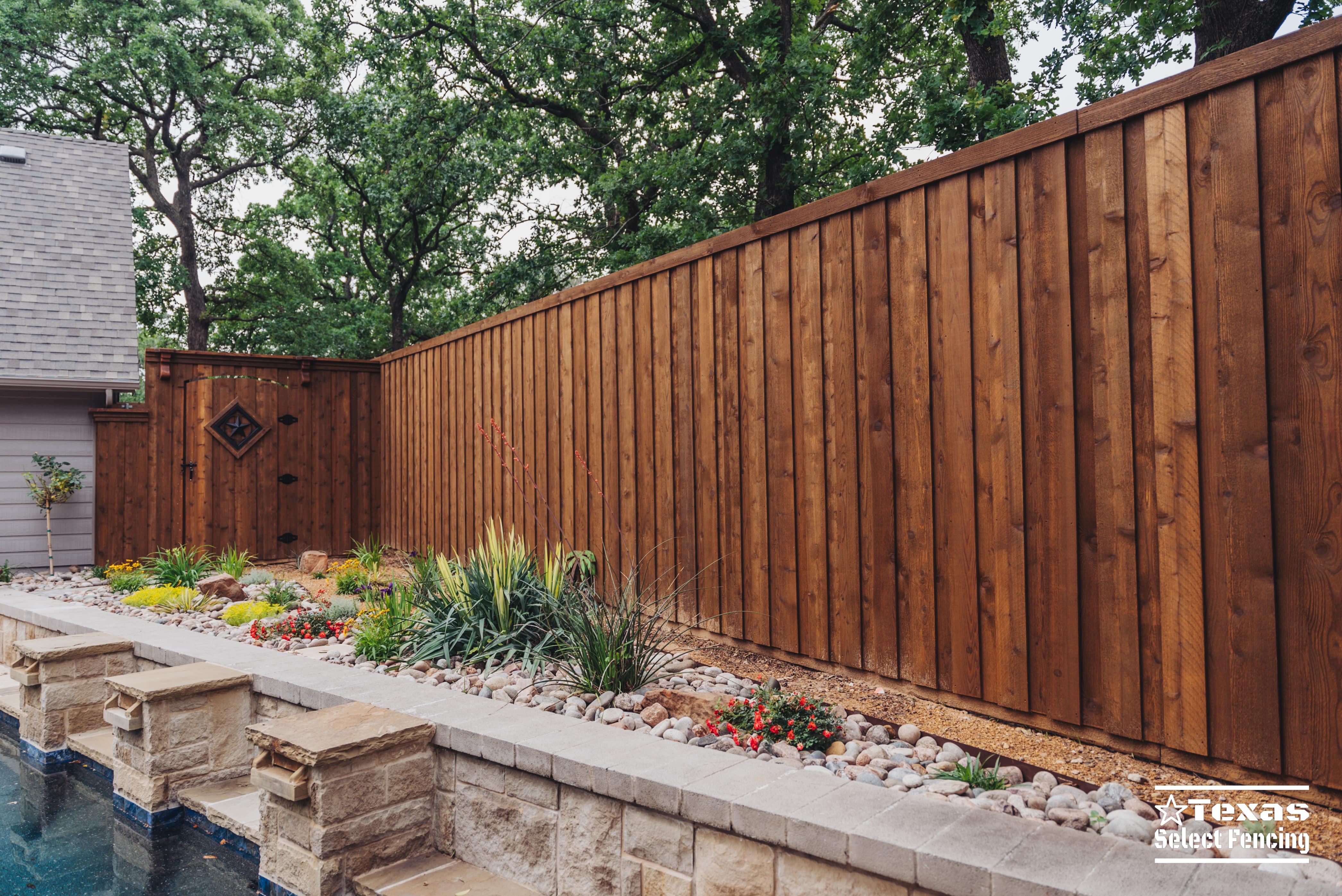 Pool Equipment Cedar Fence and Decorative Gate Installation in Denton