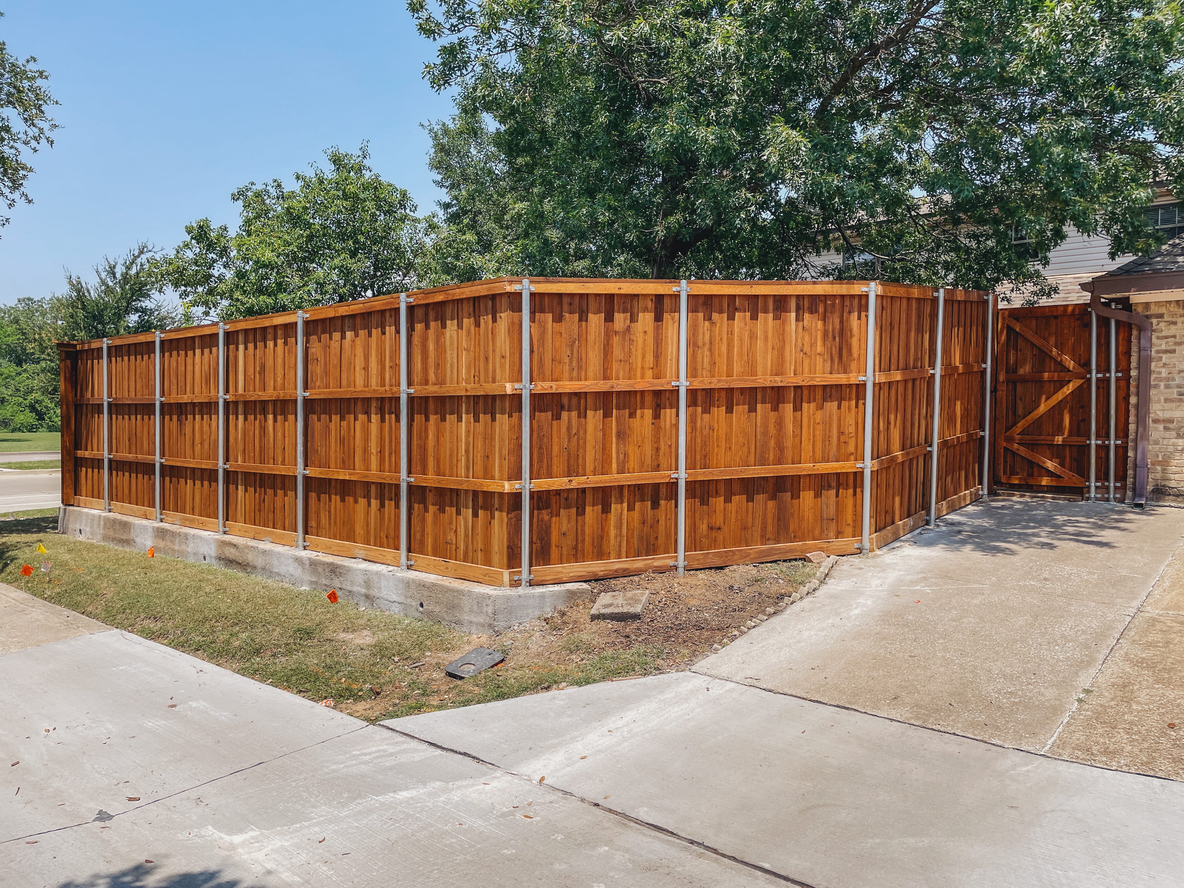 8' Board-on-board Cedar Fence Installation In Richardson, TX