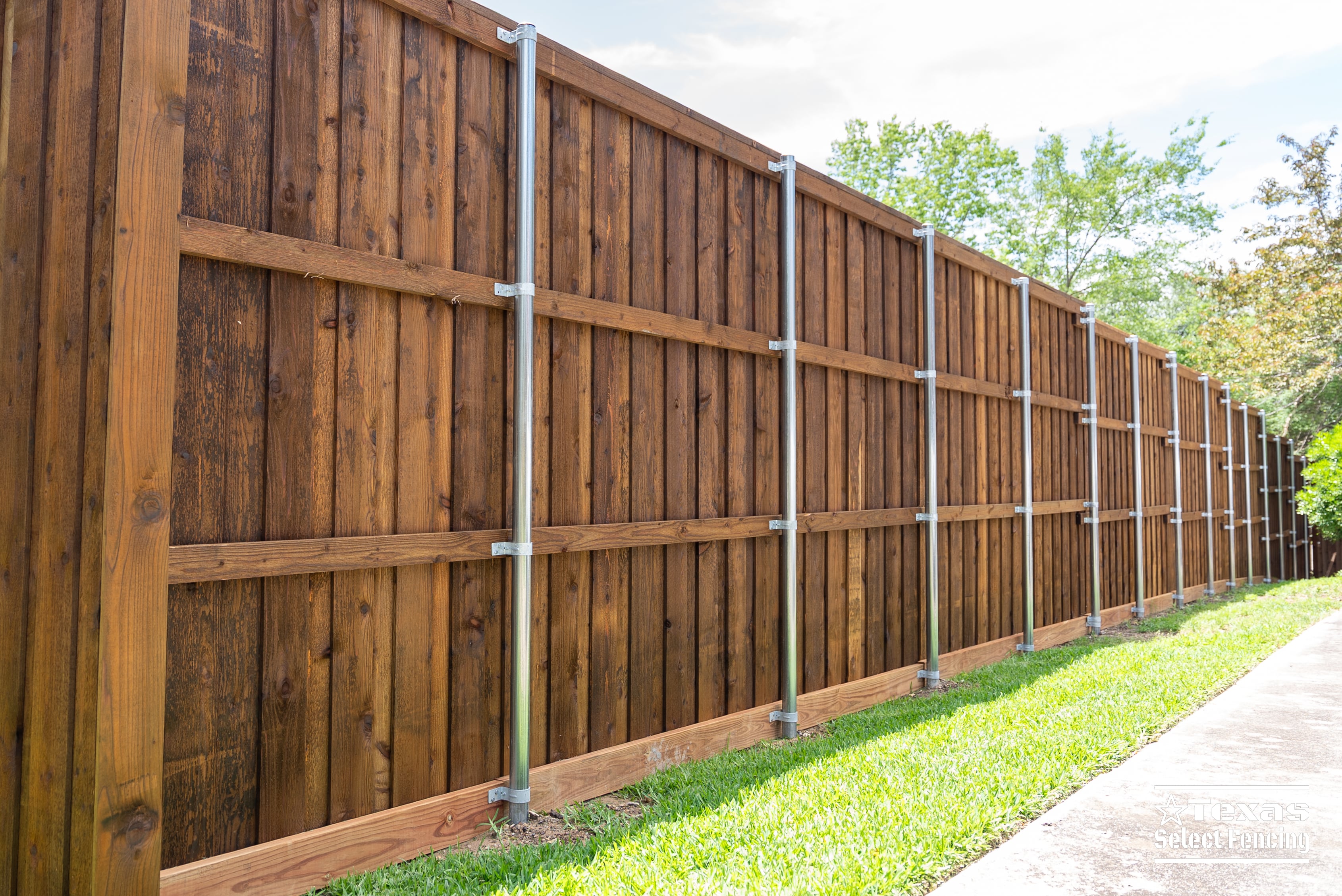 8' Board-on-board Cedar Fence Installation in Denton, Texas