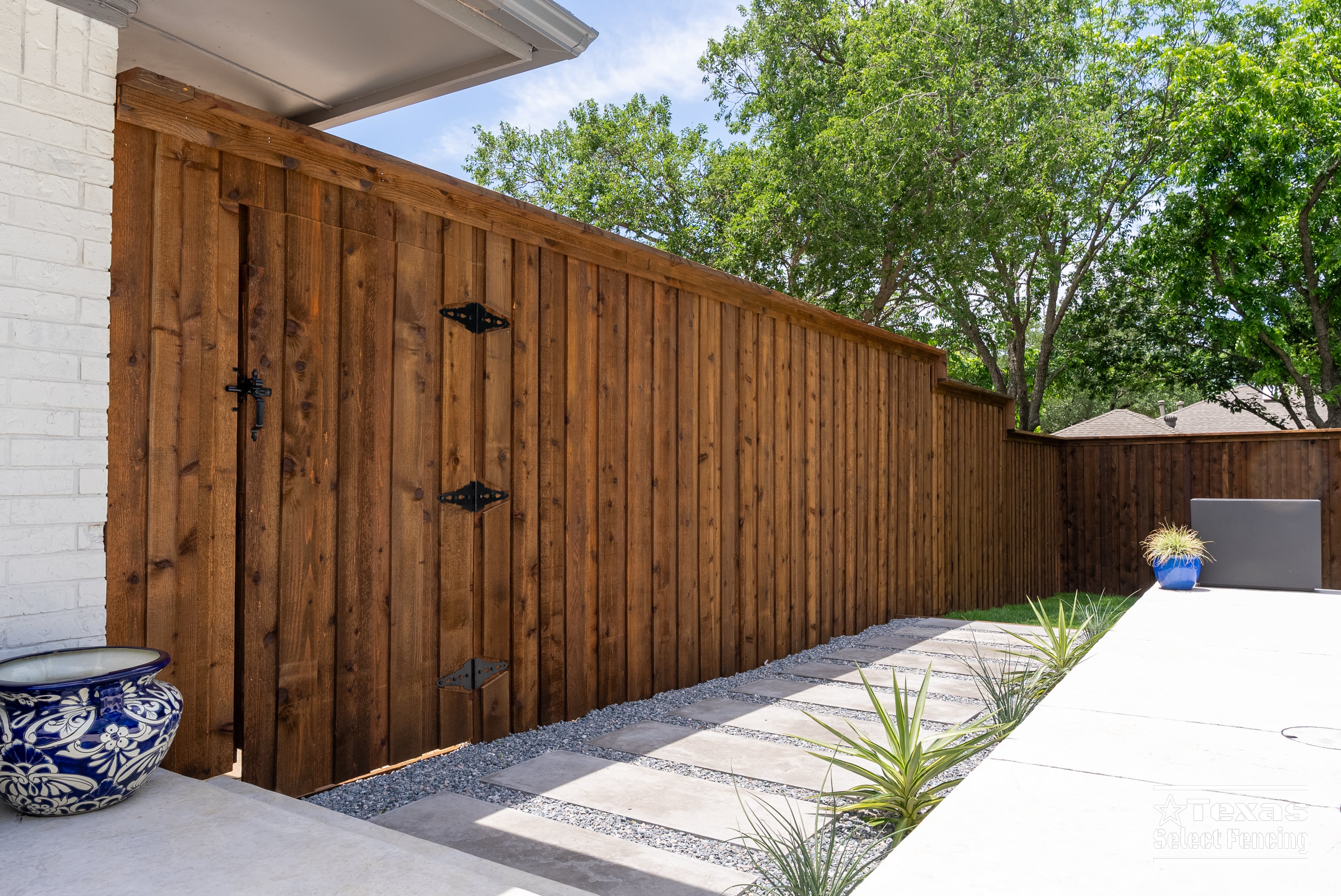 8' Board-on-board Cedar Fence Installation in Denton, Texas