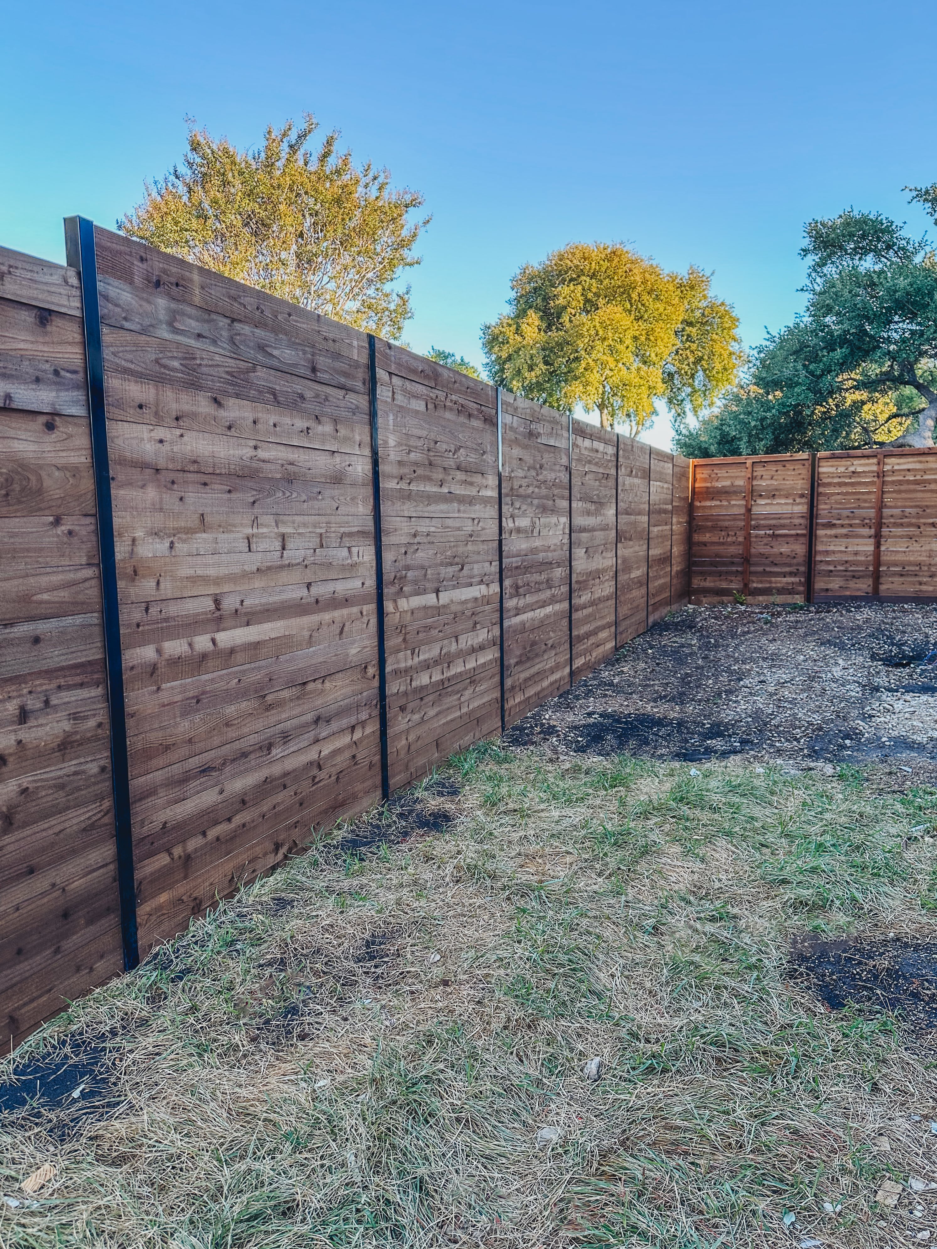 8' Horizontal SBS Cedar Fence Installation in Richardson, Texas